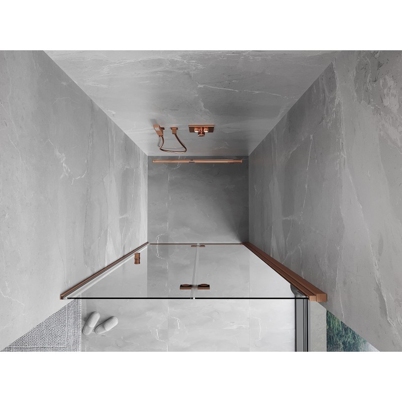 Mexen Mist-F drzwi prysznicowe składane prawe 75 cm, transparent, miedź szczotkowana - 8A6-075-000-65-00-P