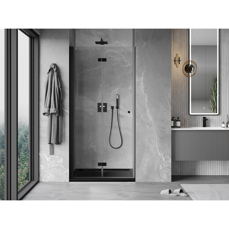Mexen Mist-F drzwi prysznicowe składane lewe 105 cm, transparent, czarne - 8A6-105-000-70-00-L