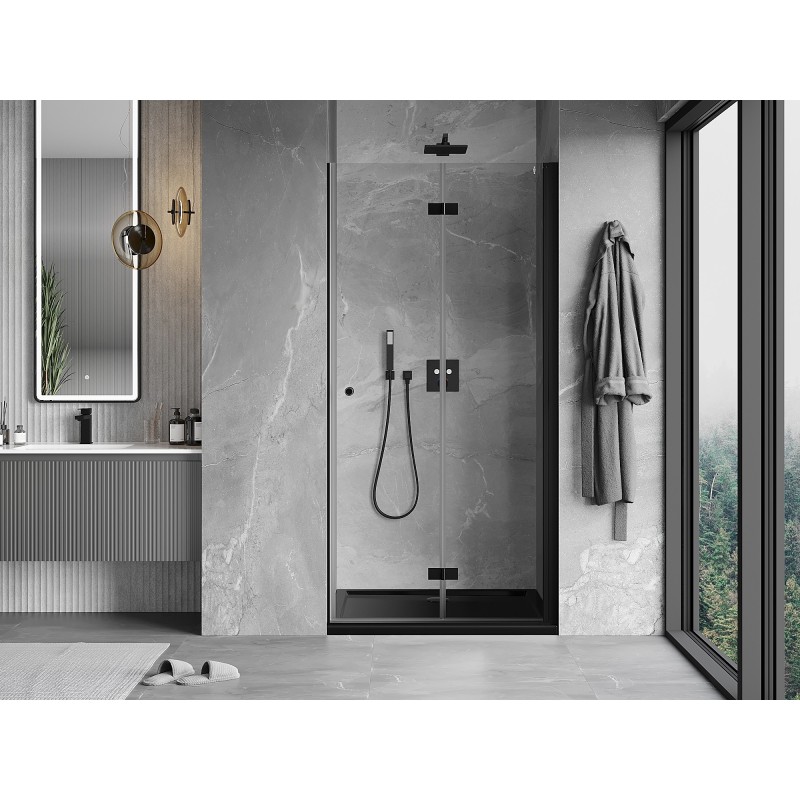 Mexen Mist-F drzwi prysznicowe składane prawe 60 cm, transparent, czarne - 8A6-060-000-70-00-P