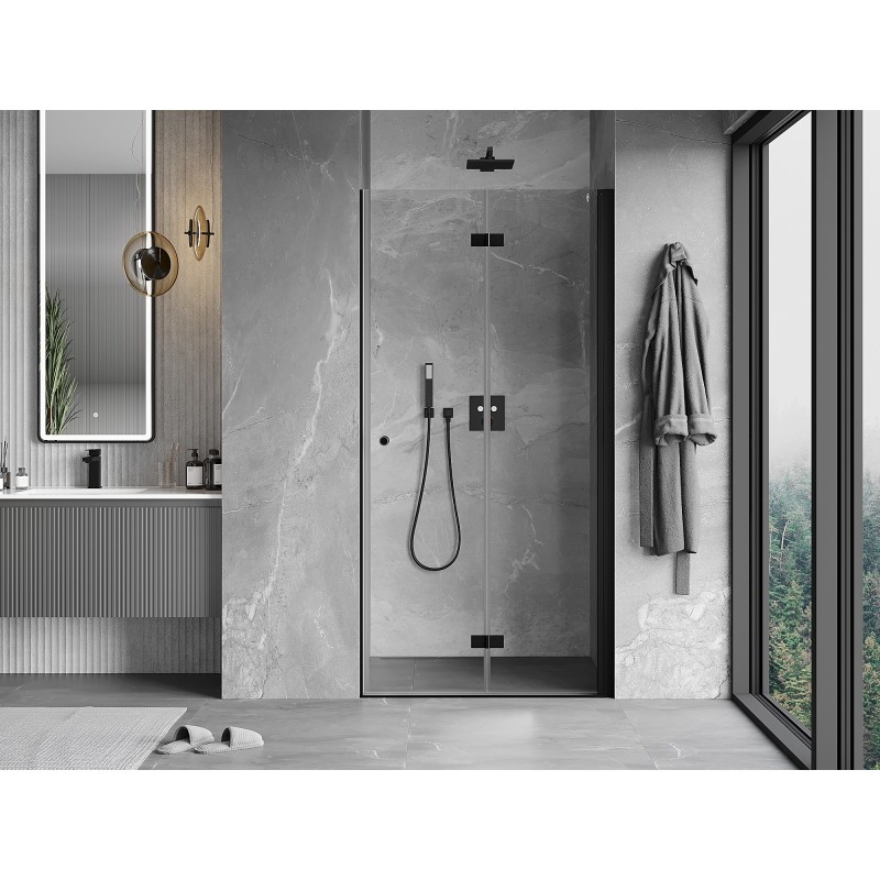 Mexen Mist-F drzwi prysznicowe składane prawe 75 cm, transparent, czarne - 8A6-075-000-70-00-P