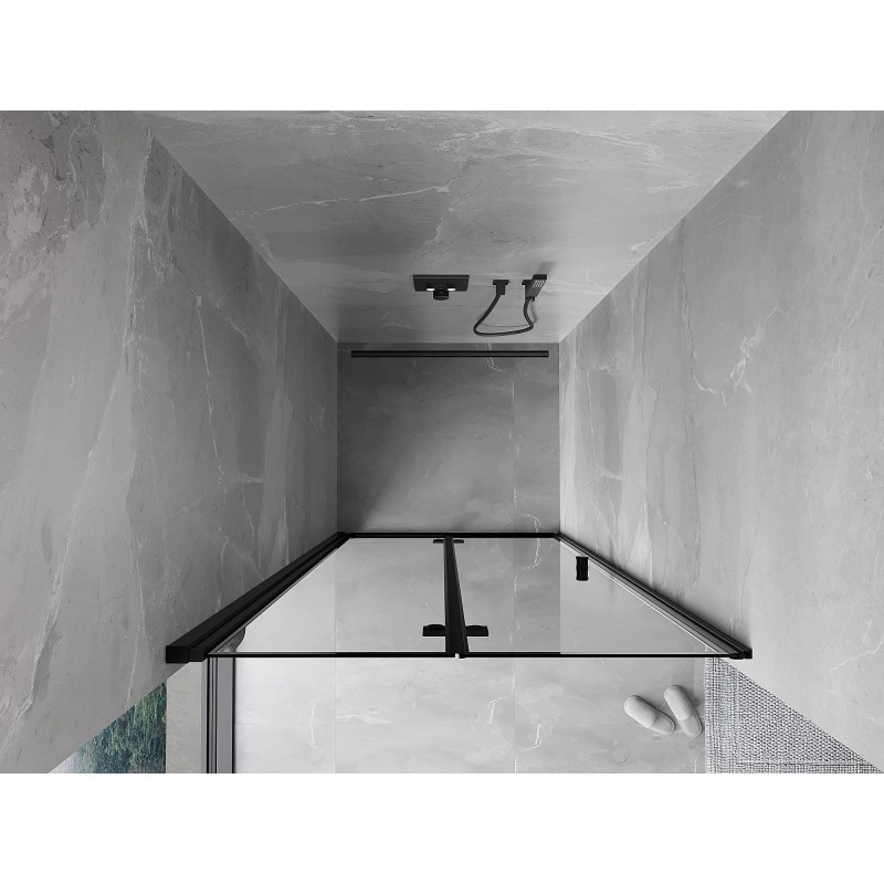 Mexen Mist-F drzwi prysznicowe składane lewe 75 cm, czarna ramka, czarne - 8A6-075-000-70-70-L