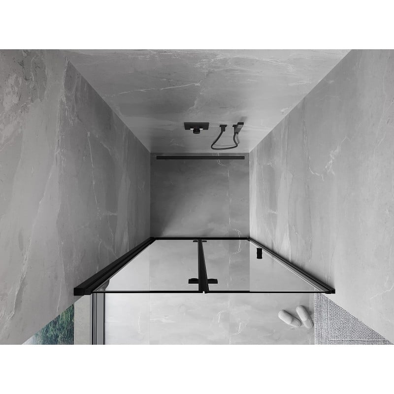 Mexen Mist-F drzwi prysznicowe składane lewe 85 cm, czarna ramka, czarne - 8A6-085-000-70-70-L