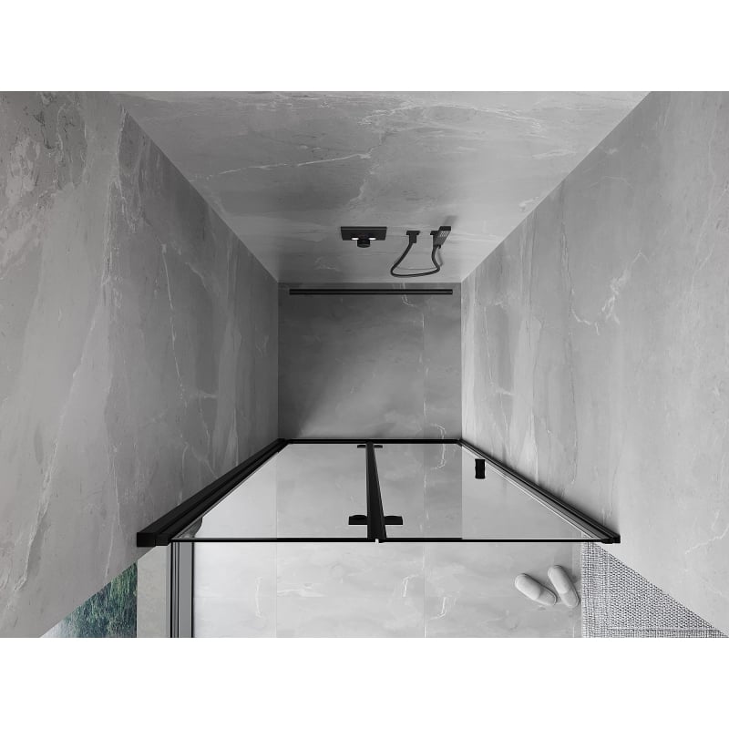 Mexen Mist-F drzwi prysznicowe składane lewe 90 cm, czarna ramka, czarne - 8A6-090-000-70-70-L