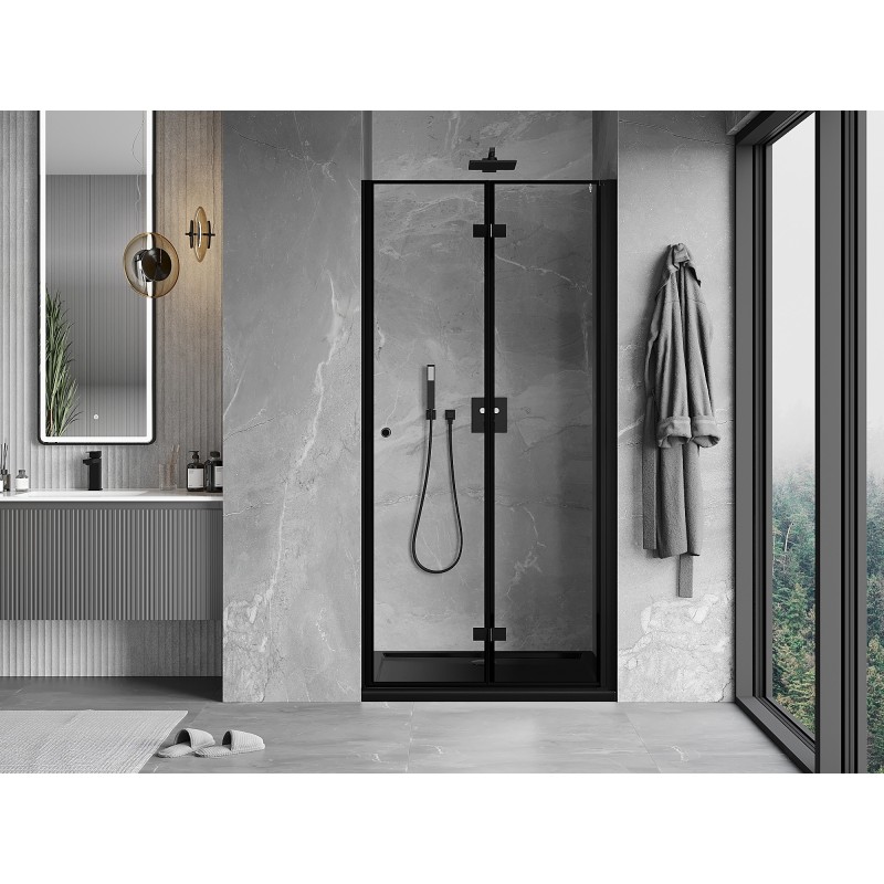 Mexen Mist-F drzwi prysznicowe składane prawe 95 cm, czarna ramka, czarne - 8A6-095-000-70-70-P