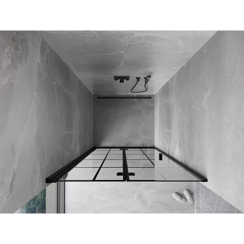 Mexen Mist-F drzwi prysznicowe składane lewe 70 cm, czarna kratka, czarne - 8A6-070-000-70-77-L