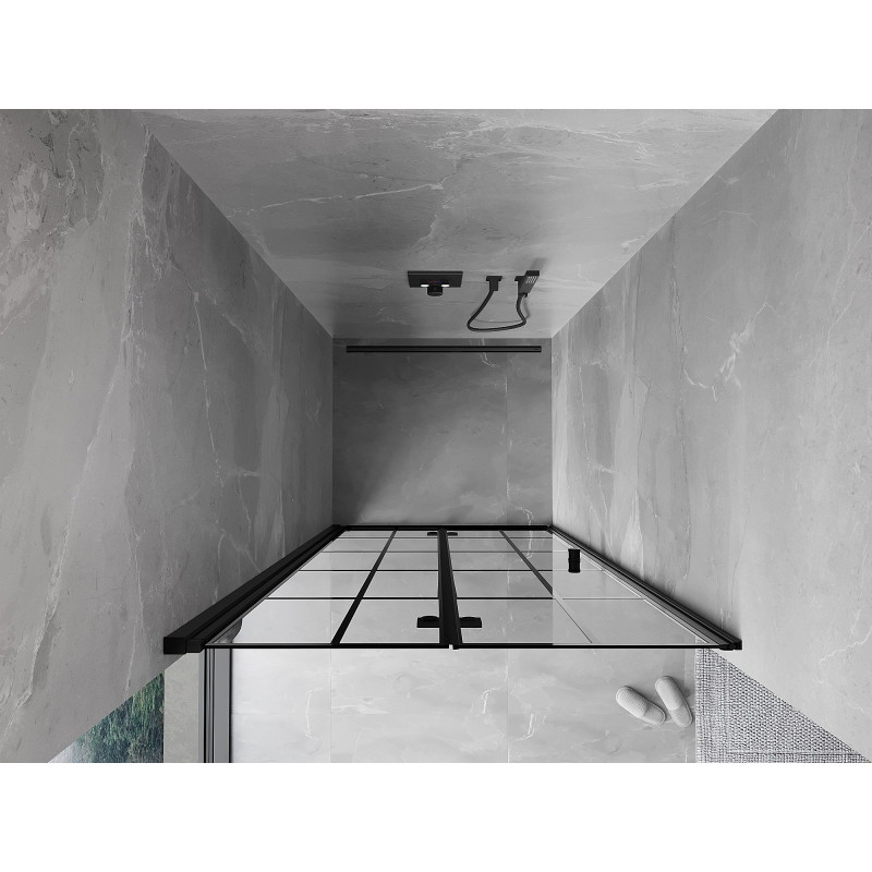 Mexen Mist-F drzwi prysznicowe składane lewe 80 cm, czarna kratka, czarne - 8A6-080-000-70-77-L