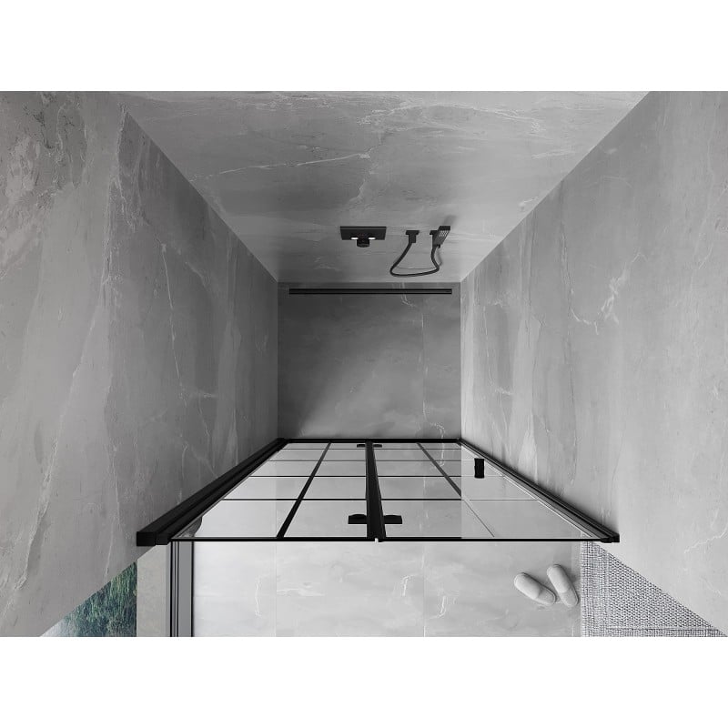 Mexen Mist-F drzwi prysznicowe składane lewe 95 cm, czarna kratka, czarne - 8A6-095-000-70-77-L