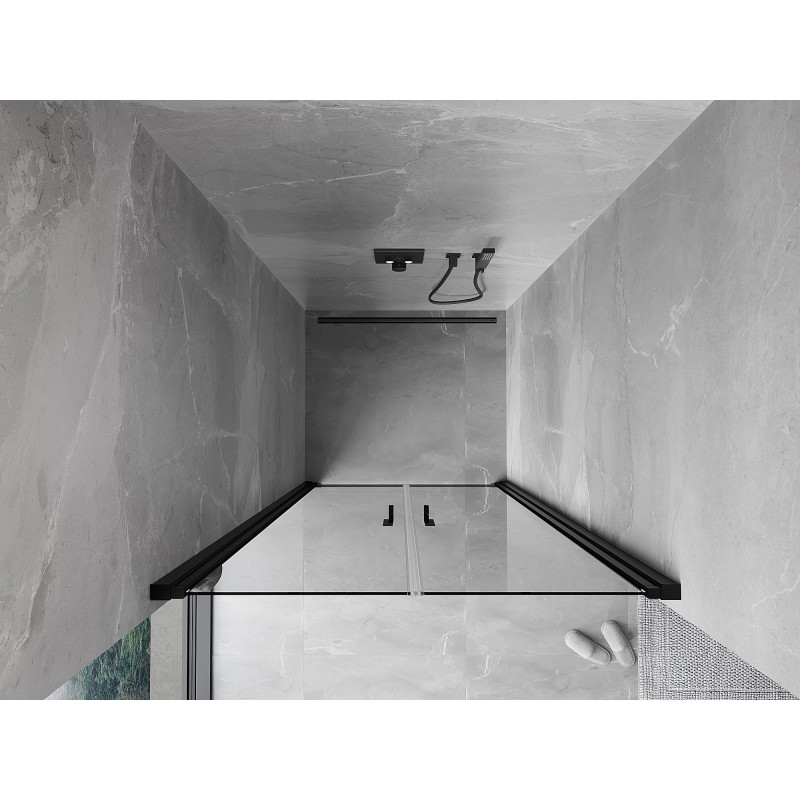 Mexen Mist drzwi prysznicowe uchylne 70 cm, transparent, czarne - 8A7-070-000-70-00