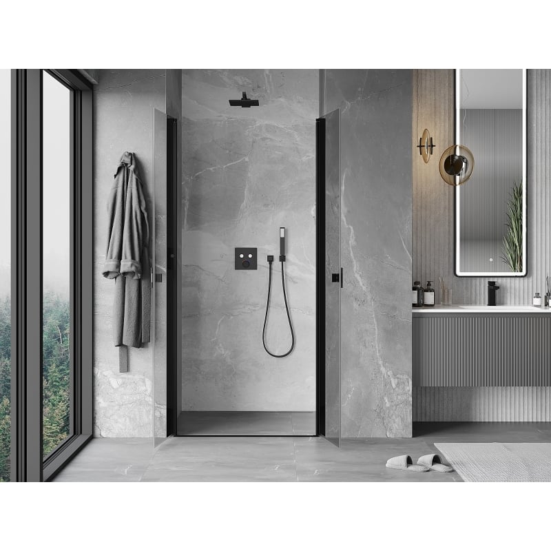 Mexen Mist drzwi prysznicowe uchylne 80 cm, transparent, czarne - 8A7-080-000-70-00