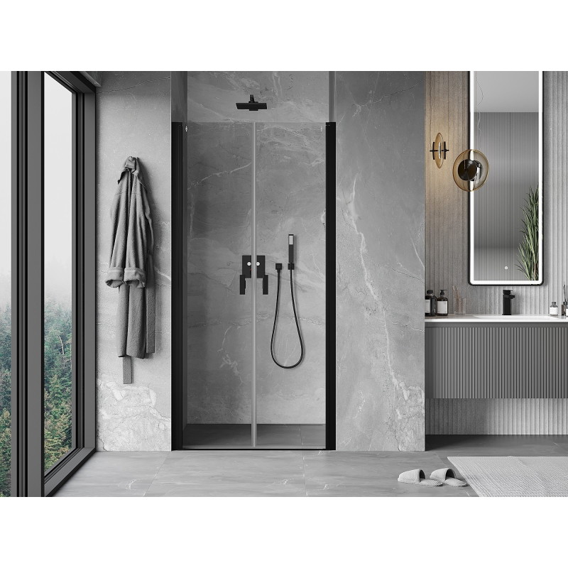Mexen Mist drzwi prysznicowe uchylne 90 cm, transparent, czarne - 8A7-090-000-70-00