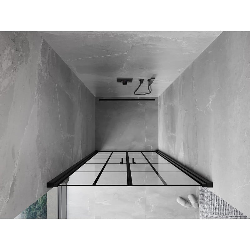 Mexen Mist drzwi prysznicowe uchylne 120 cm, czarna kratka, czarne - 8A7-120-000-70-77