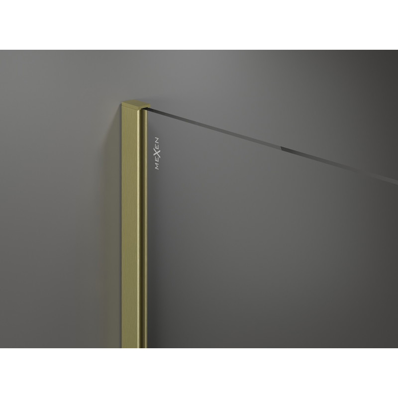 Mexen Kioto ścianka prysznicowa Walk-in 80 x 200 cm, ombre niebieska 8 mm, złota szczotkowana - 800-080-101-55-46
