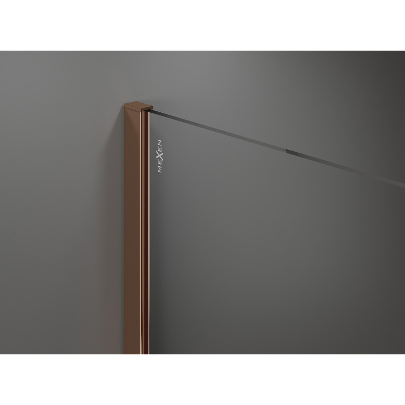 Mexen Kioto ścianka prysznicowa Walk-in 100 x 200 cm, ombre niebieska 8 mm, różowe złoto - 800-100-101-60-46