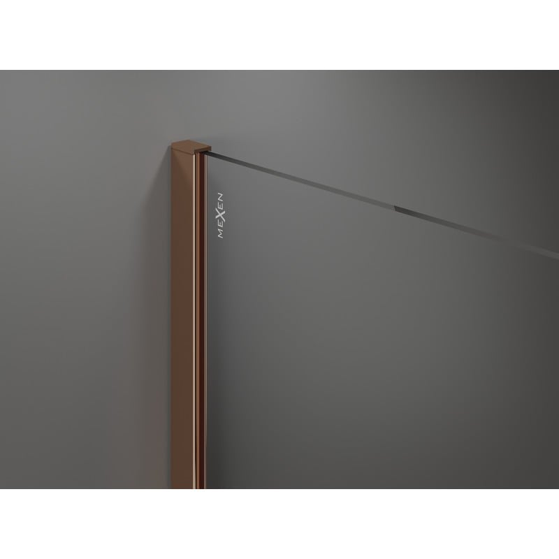 Mexen Kioto ścianka prysznicowa Walk-in 120 x 200 cm, ombre czarna 8 mm, różowe złoto - 800-120-101-60-76