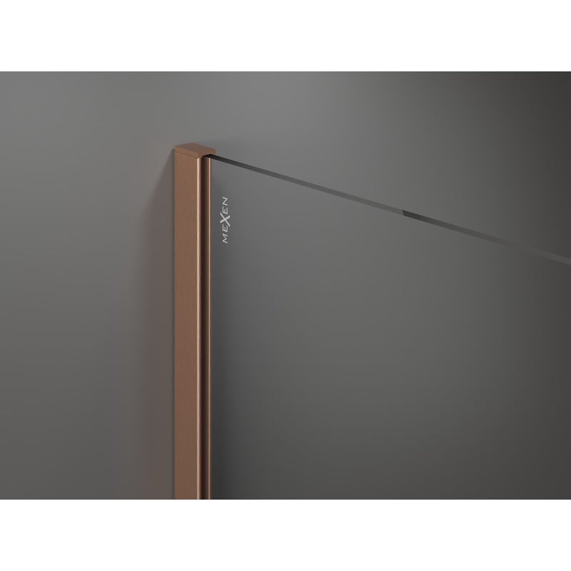 Mexen Kioto ścianka prysznicowa Walk-in 70 x 200 cm, ombre czarna 8 mm, miedź szczotkowana - 800-070-101-65-76