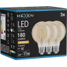 Mexen Vintis 3x żarówka filament LED E27, G80, 2W, Ciepła - 2200K, 180 lm, amber - L155-E27-0222-50x03