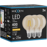 Mexen Vintis 3x żarówka filament LED E27, G80, 4W, Ciepła - 2200K, 400 lm, amber - L155-E27-0422-50x03
