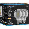 Mexen Vintis 3x żarówka filament LED E27, G80, 4W, Ciepła - 2700K, 300 lm, smoke - L155-E27-0427-70x03