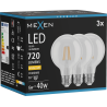 Mexen Vintis 3x żarówka filament LED E27, G80, 6W, Ciepła - 2700K, 720 lm, clear - L155-E27-0627-00x03