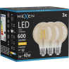 Mexen Vintis 3x żarówka filament LED E27, G80, 6W, Ciepła - 2700K, 400 lm, amber - L155-E27-0627-50x03