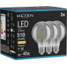 Mexen Vintis 3x żarówka filament LED E27, G80, 6W, Ciepła - 2700K, 510 lm, smoke - L155-E27-0627-70x03