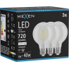 Mexen Vintis 3x żarówka filament LED E27, G80, 6W, Neutralna - 4000K, 720 lm, clear - L155-E27-0640-00x03