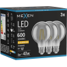 Mexen Vintis 3x żarówka filament LED E27, G80, 8W, Ciepła - 2200K, 600 lm, smoke - L155-E27-0822-70x03