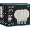 Mexen Vintis 3x żarówka filament LED E27, G80, 10W, Neutralna - 4000K, 1320 lm, clear - L155-E27-1040-00x03