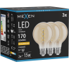 Mexen Vintis 3x żarówka filament spirala LED E27, G80, 2W, Ciepła - 2200K, 170 lm, amber - L165-E27-0222-50x03