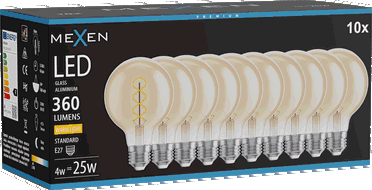 Mexen Vintis 10x żarówka filament spirala LED E27, G80, 4W, Ciepła - 2700K, 360 lm, amber - L165-E27-0427-50x10