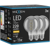 Mexen Vintis 3x żarówka filament spirala LED E27, G80, 4W, Ciepła - 2700K, 220 lm, smoke - L165-E27-0427-70x03