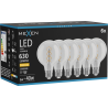Mexen Vintis 6x żarówka filament spirala LED E27, G80, 6W, Ciepła - 2700K, 630 lm, clear - L165-E27-0627-00x06