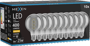 Mexen Vintis 10x żarówka filament spirala LED E27, G80, 6W, Ciepła - 2700K, 400 lm, smoke - L165-E27-0627-70x10