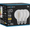 Mexen Vintis 3x żarówka filament spirala LED E27, G80, 8W, Ciepła - 2700K, 750 lm, clear - L165-E27-0827-00x03