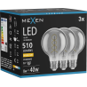Mexen Vintis 3x żarówka filament spirala LED E27, G80, 8W, Ciepła - 2700K, 510 lm, smoke - L165-E27-0827-70x03