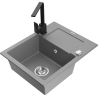 Mexen Enzo zlewozmywak granitowy 1-komorowy z ociekaczem i baterią kuchenną Rita, szary - 6506-71-670300-70
