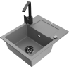Mexen Enzo zlewozmywak granitowy 1-komorowy z ociekaczem i baterią kuchenną Rita, szary - 6506-71-670300-70-B