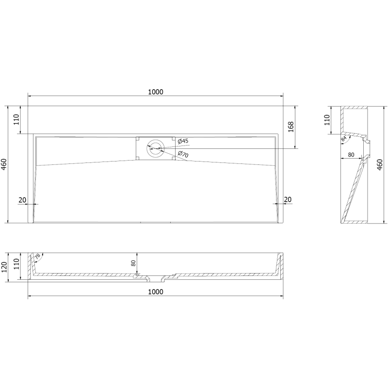 Mexen Ava umywalka nablatowa z konglomeratu B/O 100 x 46 cm, czarna - 23011070