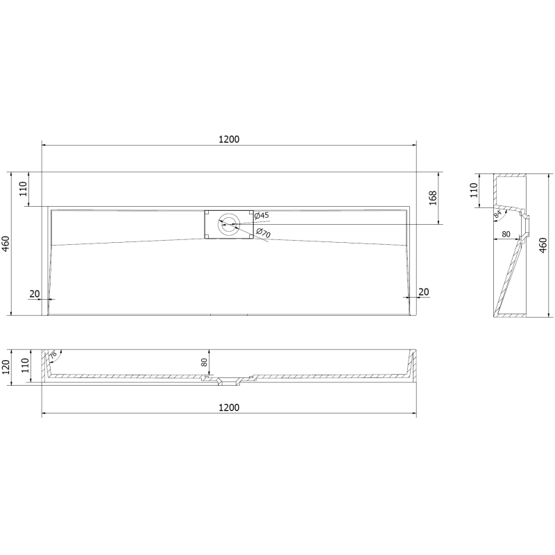 Mexen Ava umywalka nablatowa z konglomeratu B/O 120 x 46 cm, biała - 23011200