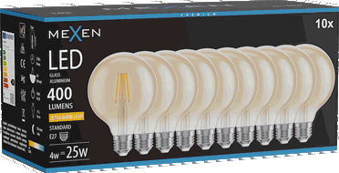 Mexen Vintis 10x żarówka filament LED E27, G95, 4W, Ciepła - 2200K, 400 lm, amber - L157-E27-0422-50x10