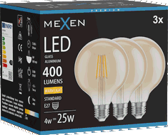Mexen Vintis 3x żarówka filament LED E27, G95, 4W, Ciepła - 2700K, 400 lm, amber - L157-E27-0427-50x03