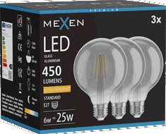 Mexen Vintis 3x żarówka filament LED E27, G95, 6W, Ciepła - 2200K, 450 lm, smoke - L157-E27-0622-70x03