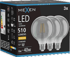 Mexen Vintis 3x żarówka filament LED E27, G95, 6W, Ciepła - 2700K, 510 lm, smoke - L157-E27-0627-70x03