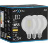 Mexen Vintis 3x żarówka filament LED E27, G95, 8W, Ciepła - 2700K, 1055 lm, clear - L157-E27-0827-00x03