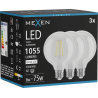 Mexen Vintis 3x żarówka filament LED E27, G95, 8W, Neutralna - 4000K, 1055 lm, clear - L157-E27-0840-00x03