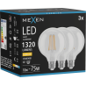 Mexen Vintis 3x żarówka filament LED E27, G95, 10W, Ciepła - 2700K, 1320 lm, clear - L157-E27-1027-00x03