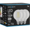 Mexen Vintis 3x żarówka filament LED E27, G95, 10W, Neutralna - 4000K, 1320 lm, clear - L157-E27-1040-00x03