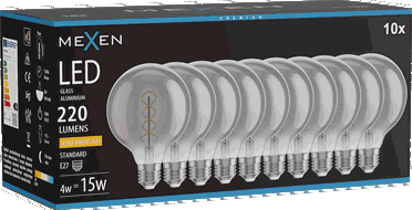 Mexen Vintis 10x żarówka filament spirala LED E27, G95, 4W, Ciepła - 2200K, 220 lm, smoke - L167-E27-0422-70x10