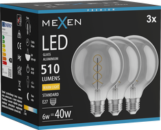 Mexen Vintis 3x żarówka filament spirala LED E27, G95, 6W, Ciepła - 2700K, 510 lm, smoke - L167-E27-0627-70x03