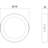 Mexen LDSR plafon sufitowy LED natynkowy fi 17 cm, 12W, Zimna - 6500K, 960 lm, czarny - L212-017-1265-70